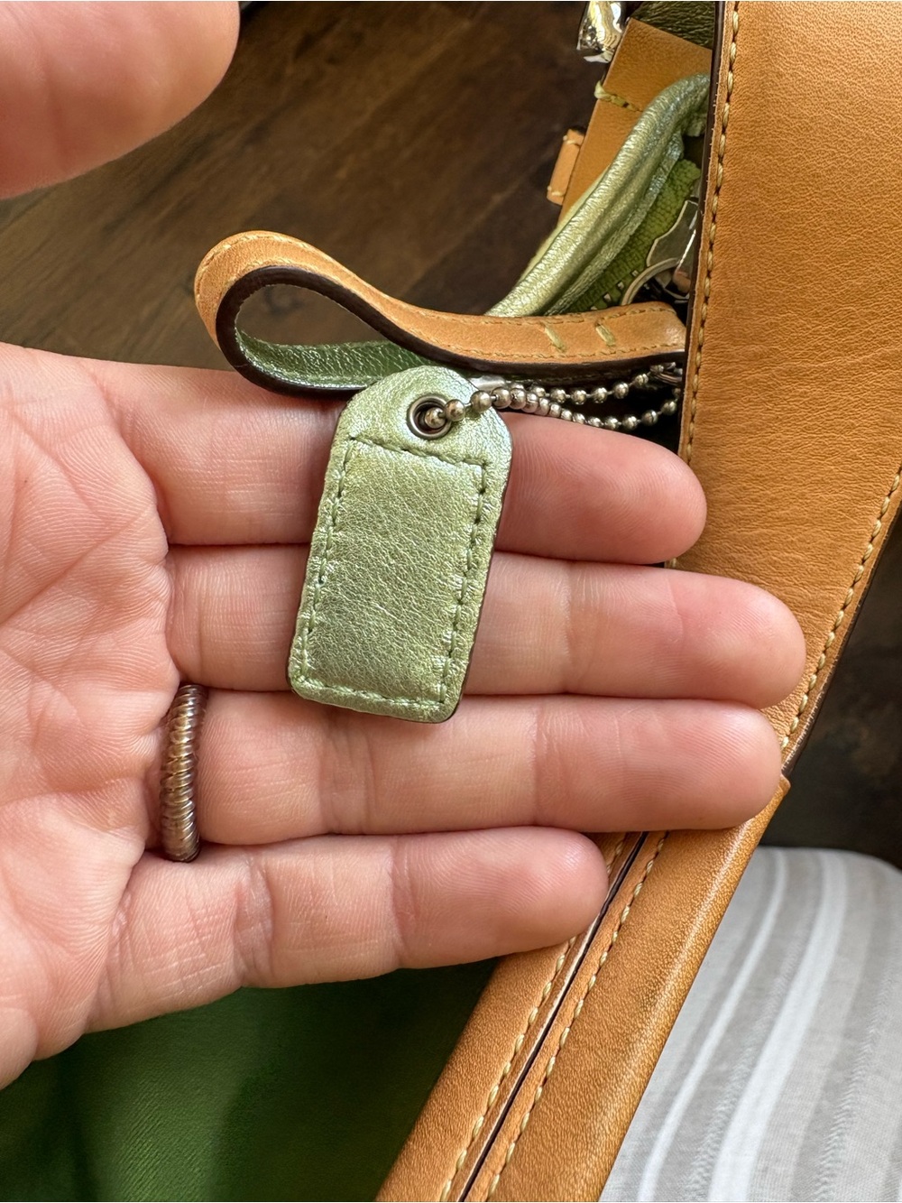 COACH Ladybug Shoulder Bag Green Canvas Leather Hobo Bag Signature 6723 - Picture 14 of 17